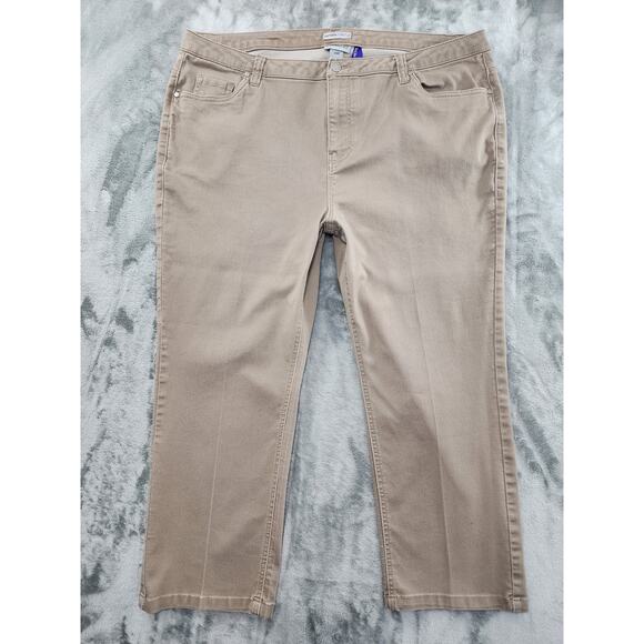 Catherines Sateen Stretch High Rise Straight Leg Jeans Size 24WP Tan Stretch - Picture 1 of 12